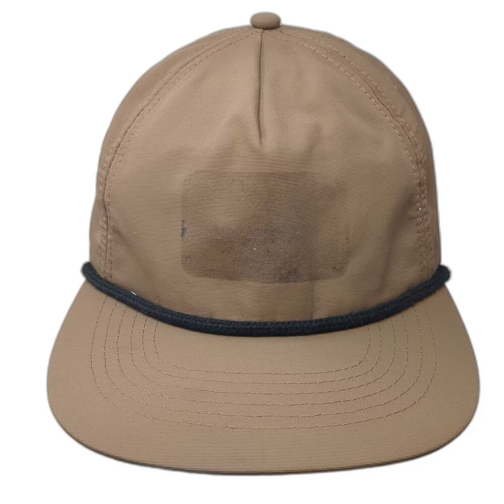 Brist 5 Panel Brown Black Hat Snapback One Size Rope Detail Adjustable Blank
